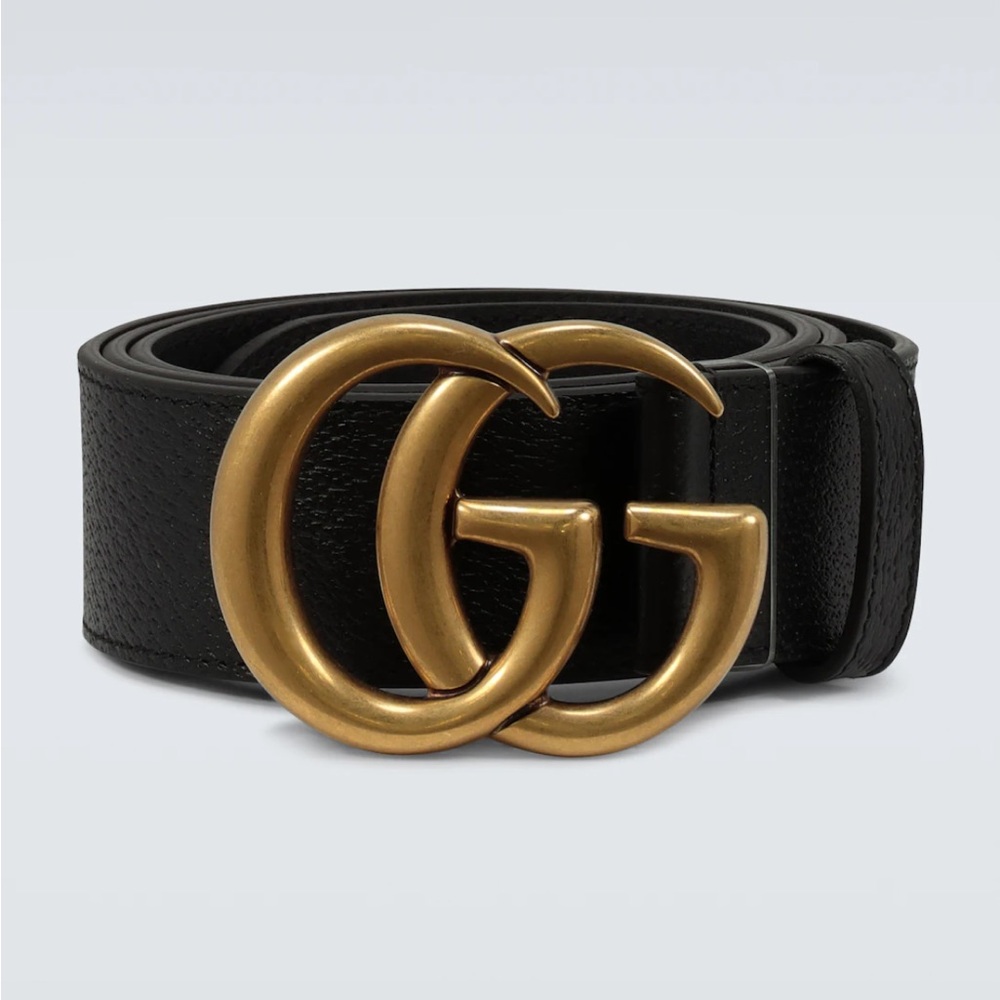 Gucci Leather belt with Double G buckle authentic